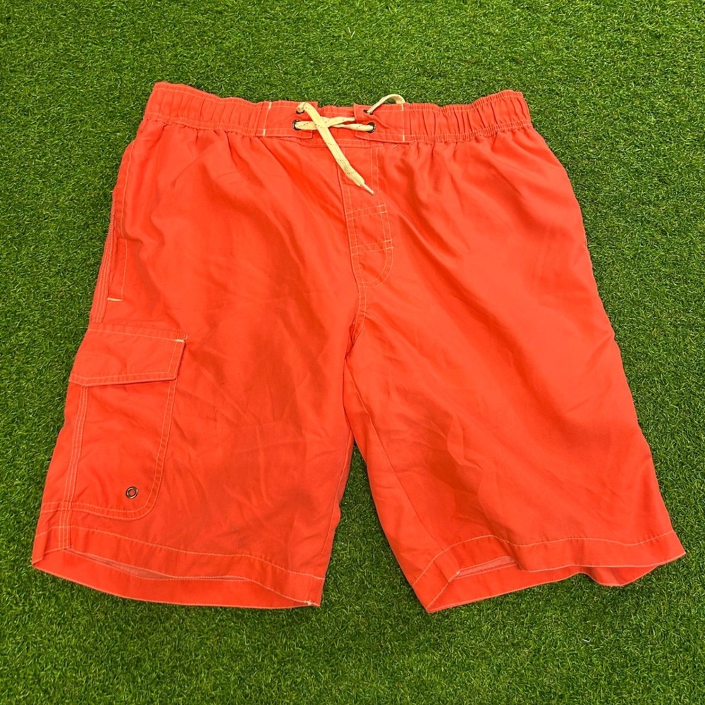 Old Navy Mens Swim Trunks Orange Cargo Pocket Board Shorts Size Large